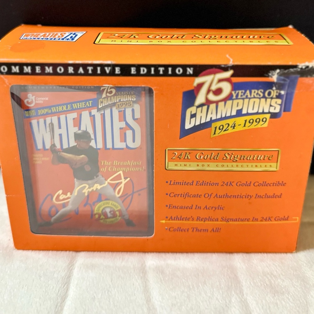 VTG Wheaties 75th Collectibles CAL RIPKEN JR 24k Gold Signature Mini Box w/COA